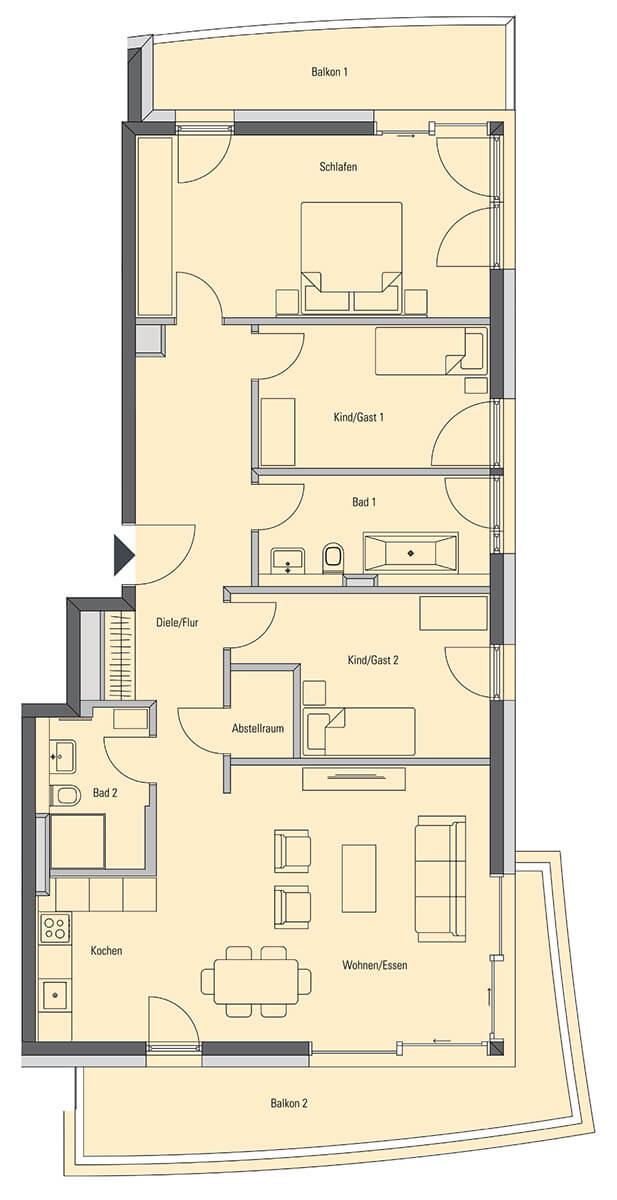 Wohnung 3.2.8, 4 Zimmer, 123,3 m²